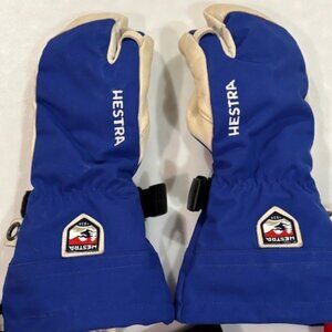 Hestra Army Leather Heli Ski 3-Finger Mittens, Royal Blue, Size 6, $75